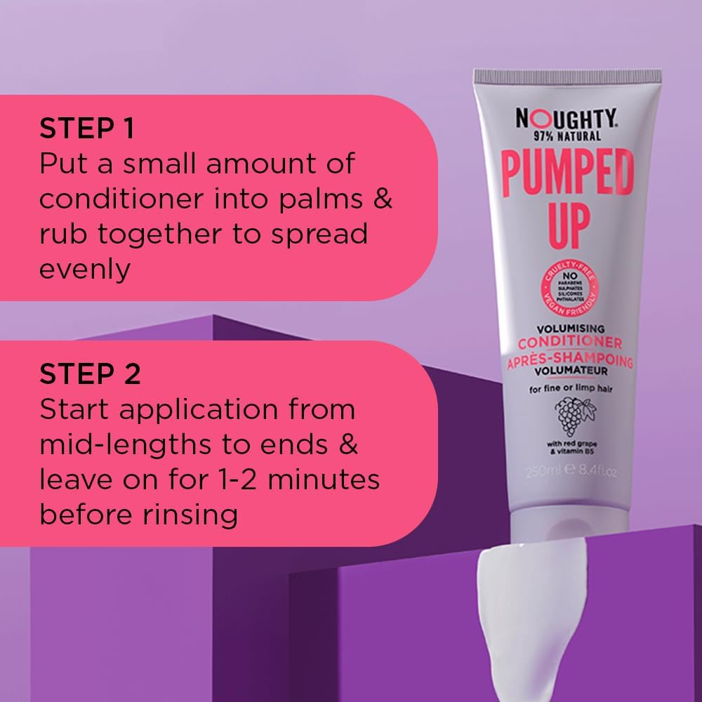 Noughty Pumped Up Volumising Bundle – Shampoo, Conditioner & Microfibre Towel for Lightweight Lift, Fullness & Reduced Breakage Halalzen