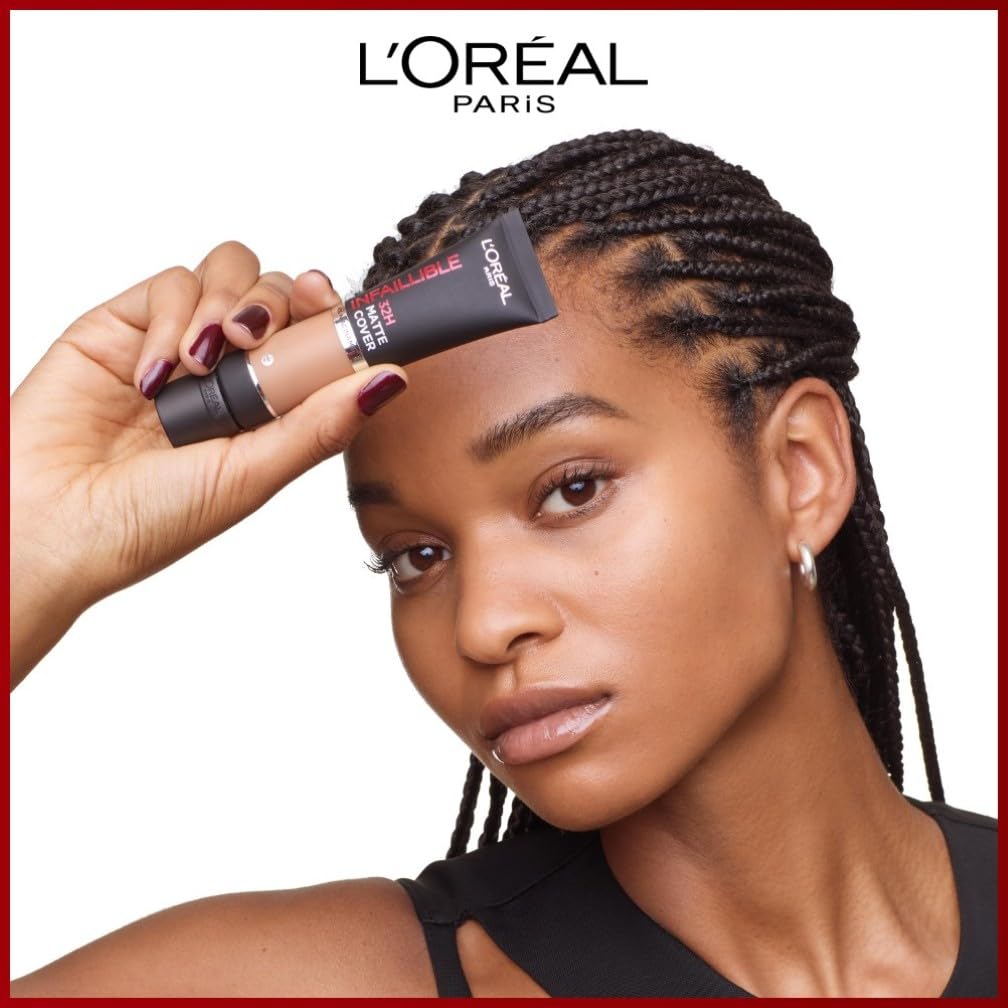 L'Oreal Paris Cover Liquid Foundation, With 4% Niacinamide, Long Lasting, Natural Finish, Available in 20 Shades, SPF 25, Infallible 32H Matte Cover, Shade 110, 30ml Halalzen