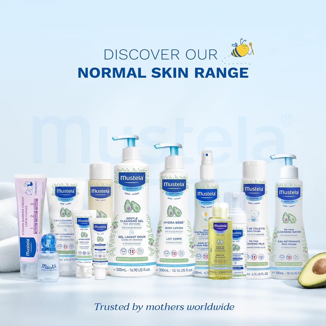 Mustela - Hydra Bébé Body Lotion – Long-Lasting Moisturiser for Baby and Children's Delicate Skin, Non-Greasy, Fast-Absorbing Baby Care formula with Avocado Perseose, Sunflower Oil and Beeswax - 300ml