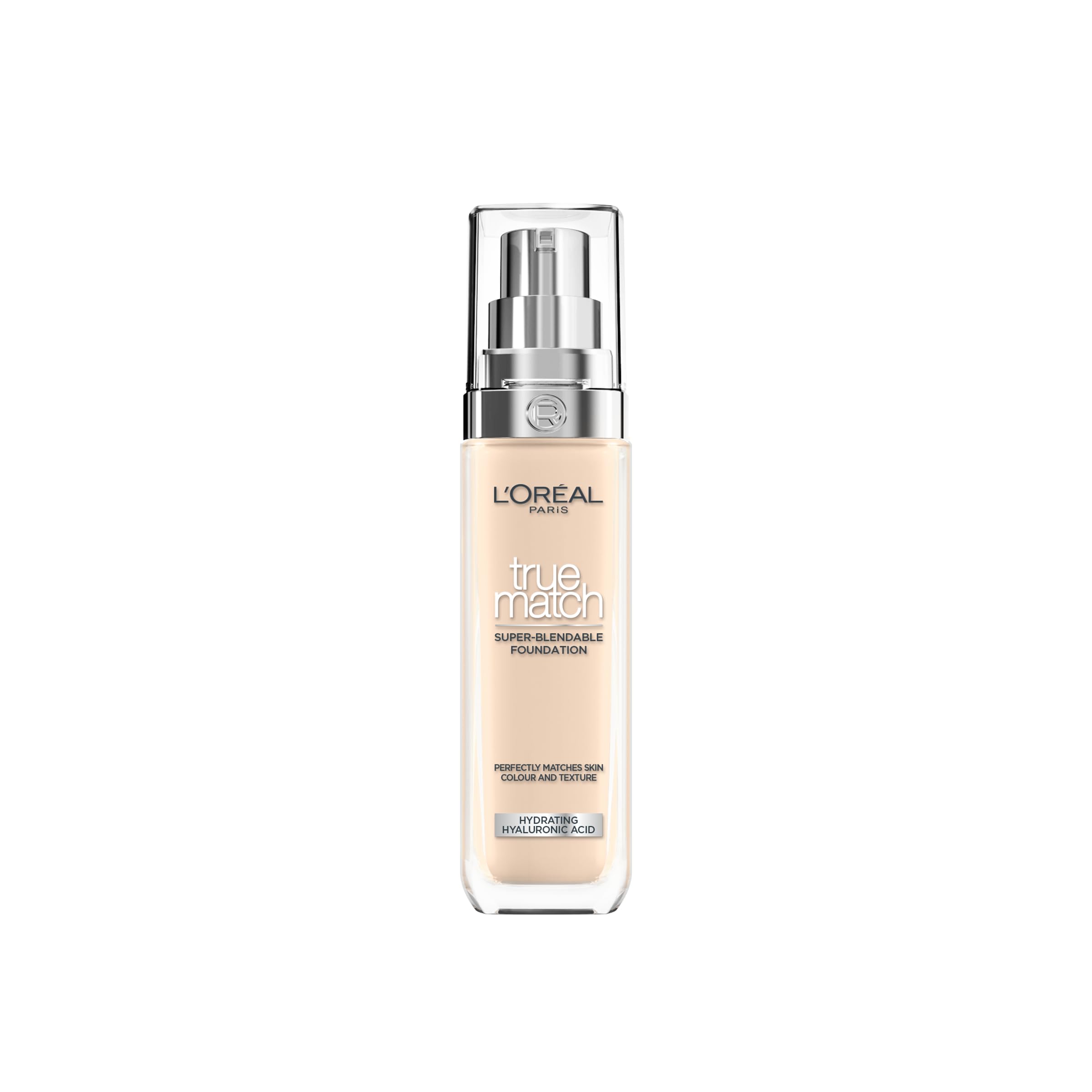 L'Oréal Paris Foundation for Face, Skincare Infused with Hyaluronic Acid, True Match Hydrating Liquid Foundation for All Skin Tones, SPF 16, 1N Ivory, 30 ml Halalzen