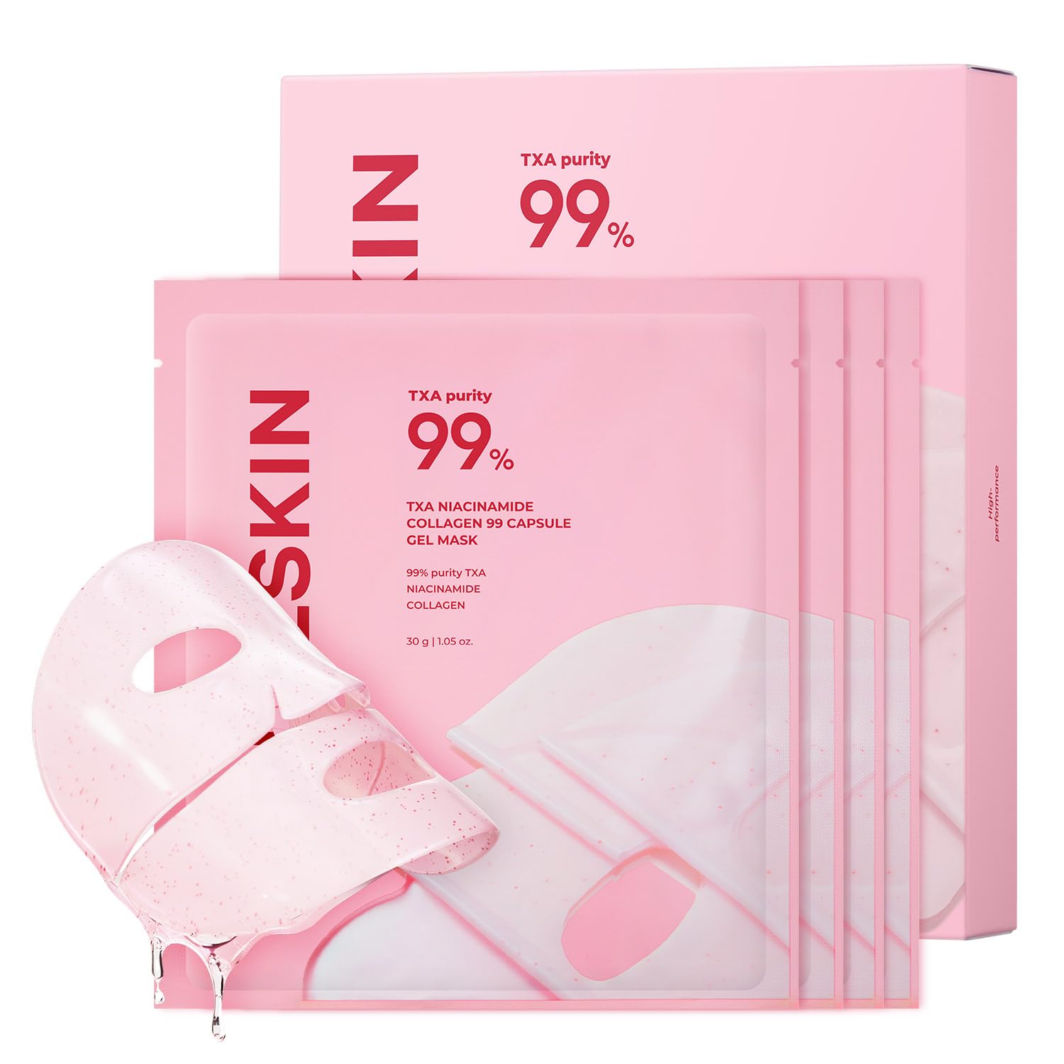 APRILSKIN TXA Pink Capsule Gel Mask | Overnight Face Mask for Glass Glow Skin I 99% High-Purity Tranexamic Acid 3 for uneven skin tone I Elasticity, Hydrating and Firming I Korean Skincare I 30g x 4ea Halalzen