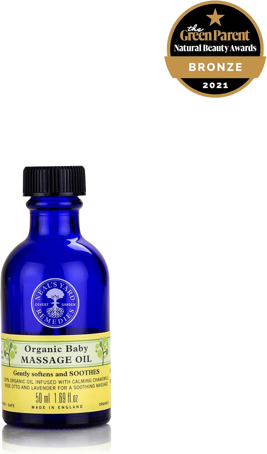 Neal's Yard Remedies | Baby Massage Oil | Vegan | Organic Lavender and Rose Otto | Soothing & Bonding Massage | Easy on Infant's Soft Delicate Skin |50 ml Halalzen