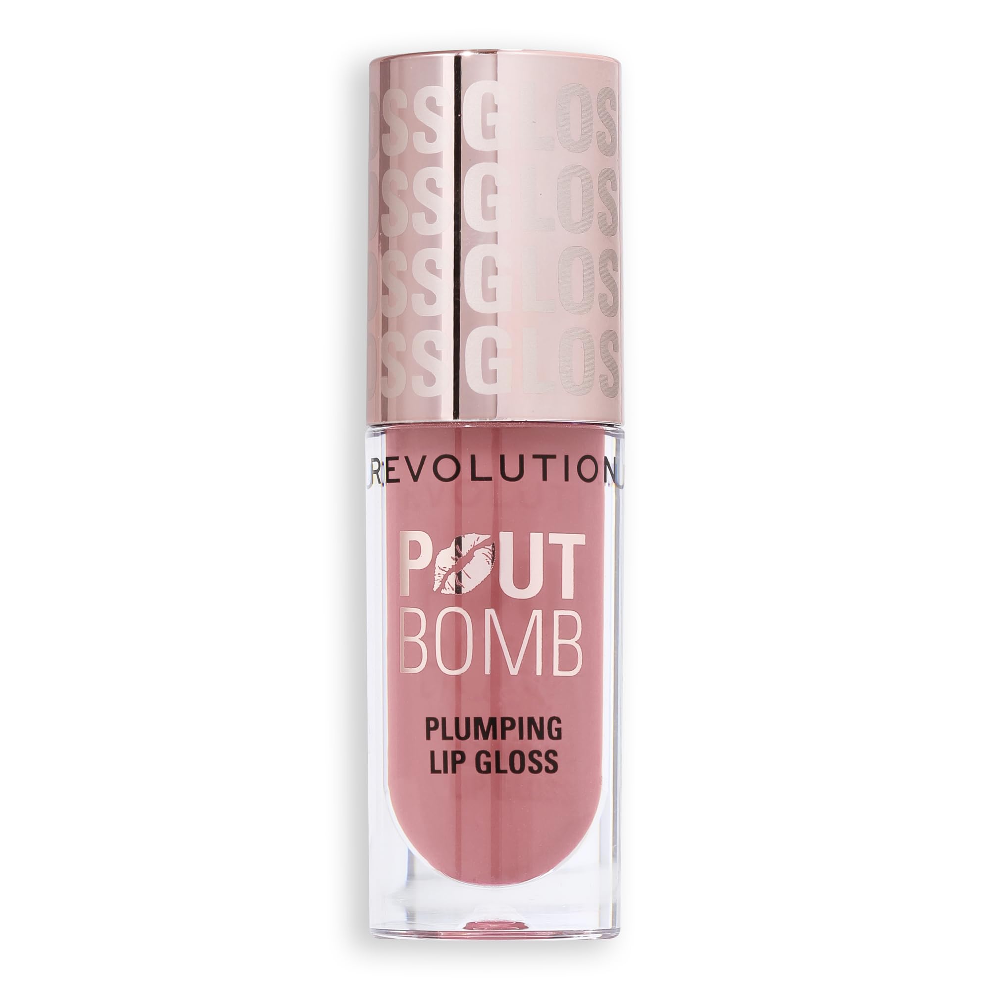 Revolution Beauty, Pout Bomb Plumping Lip Gloss, High-Shine for Glossy, Fuller & Plump Lips with Hyaluronic Acid & Peptides, Vegan & Cruelty-Free, Sheer Milky Nude Halalzen
