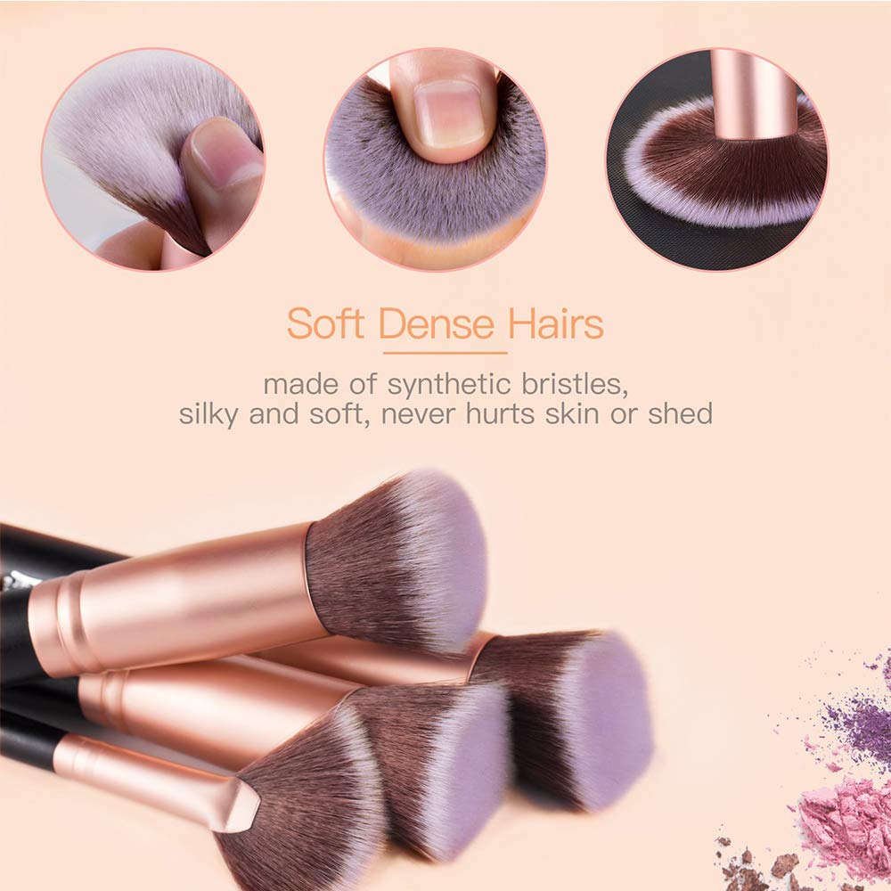 Makeup Brushes AMMIY Makeup Brushes Sets 18-Piece Rose Golden Make-up Brush Sets Premium Synthetic Wood Handle Face and Eye Brushes for Foundation, Powder, Concealers, Blush, and Eyeshadow Halalzen