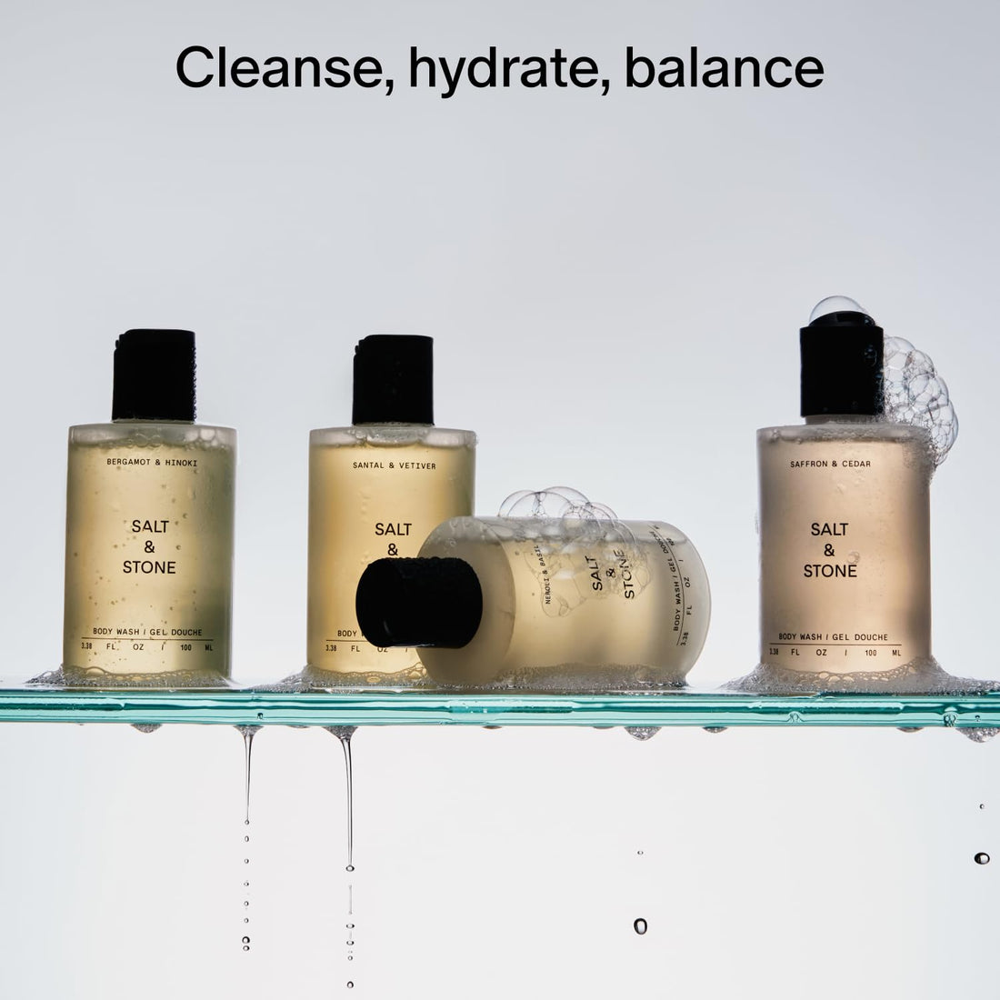 Salt & Stone Body Wash with Antioxidants for Deep Moisture | For Women & Men, Sulfate, Paraben, & Dye Free, Leaving Skin Soft and Hydrated | Bergamot & Hinoki 15.2 fl oz