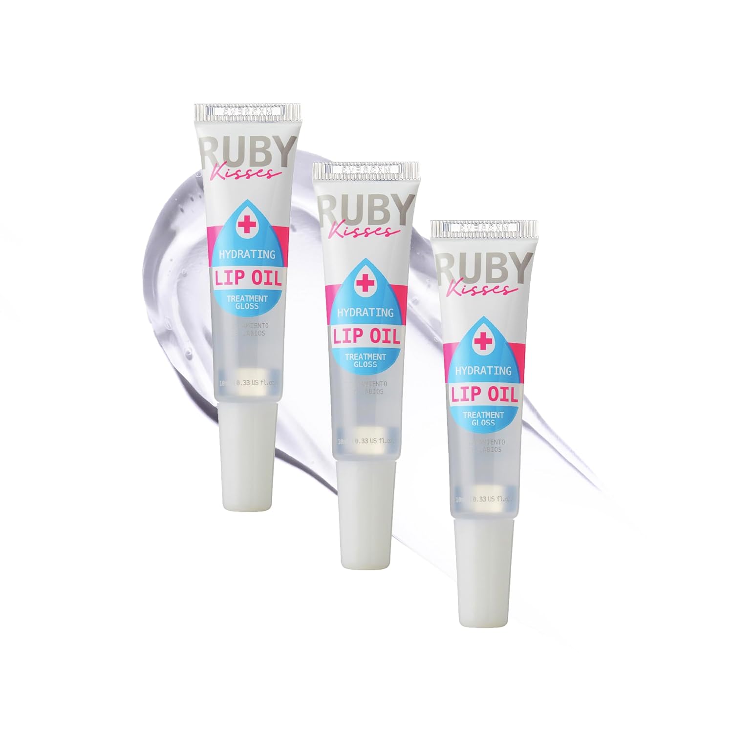 Ruby Kisses Hydrating Clear Lip Oil Treatment Gloss (3 Pack), Hydrates & Heals with Vitamin E & Jojoba, Lightweight Non-Greasy Formula with Almond Oil, Repair & Protect Dry Chapped Lips Halalzen