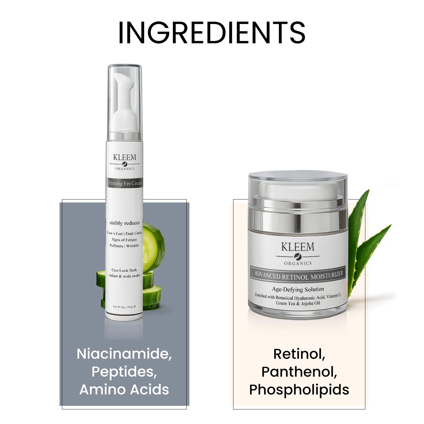 Kleem Retinol Night Cream – Anti Wrinkle Face Cream with Hyaluronic Acid & Panthenol – Anti Aging Cream for Fine Lines, Dark Spots & Uneven Skin Tone – Gentle Formula, 50ml