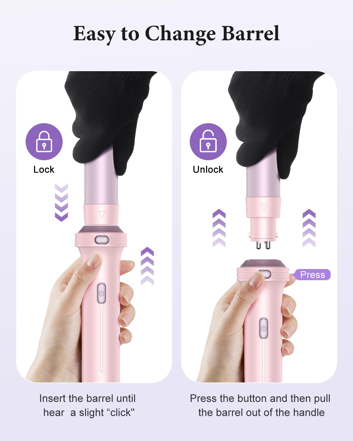 BESTOPE PRO 5 in 1 Hair Curling Wand, Hair Curler Set with Thermal Brush and Hair Straightener, 13 Temperature Control for All Hair Lengths, with Heat Resistant Mat, Glove, Clip, Purple Halalzen