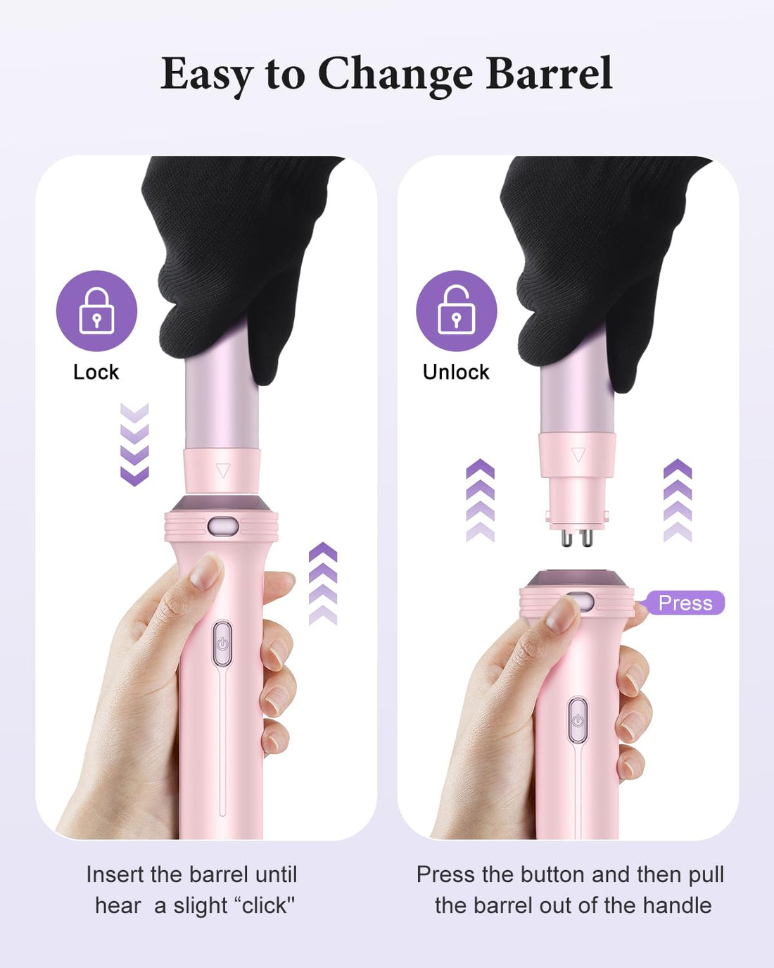 BESTOPE PRO 5 in 1 Hair Curling Wand, Hair Curler Set with Thermal Brush and Hair Straightener, 13 Temperature Control for All Hair Lengths, with Heat Resistant Mat, Glove, Clip, Purple Halalzen