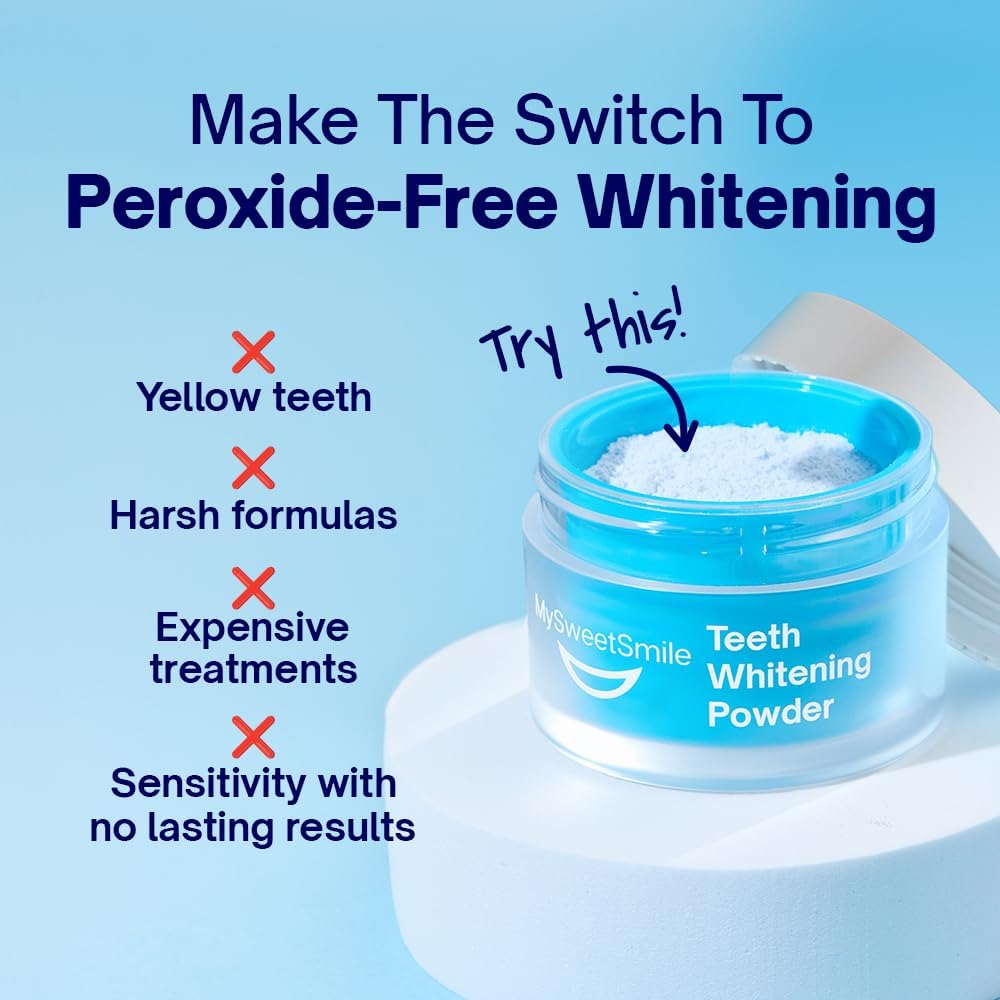 MySweetSmile Teeth Whitening Powder – 6 Month Supply – Removes Years of Coffee, Tea, Smoking & Ageing Stains – Dentist-Approved & Enamel-Safe – IndyBest Award-Winning Whitener – Fresh Mint Flavour