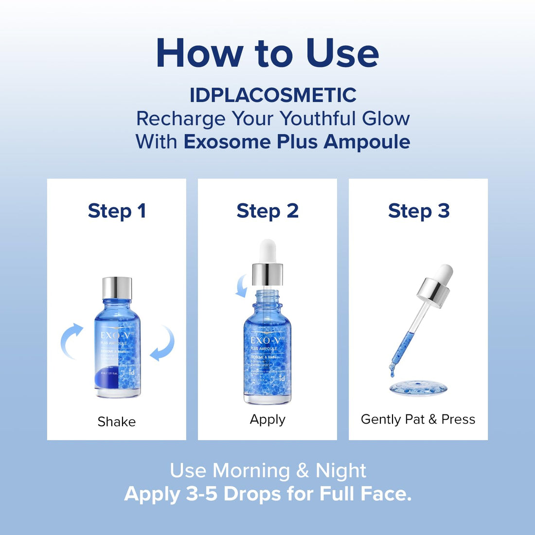 idplacosmetics EXO-V Plus Ampoule 1.01 fl.oz (30ml) – Korean Microneedling Serum for Smoother, Plumper Skin, 99.9% 100.4 nm Encapsulated Exosome + NMN, for Microneedle Roller (250µm) Halalzen