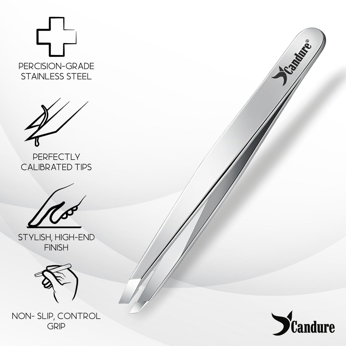 Candure Tweezers for Eyebrows - Professional Stainless Steel Slanted and Pointed Tip Hair Tweezers Set for Ingrown Hair, Blackhead Removal, Eyebrows Plucking Beauty Tool for Women Halalzen