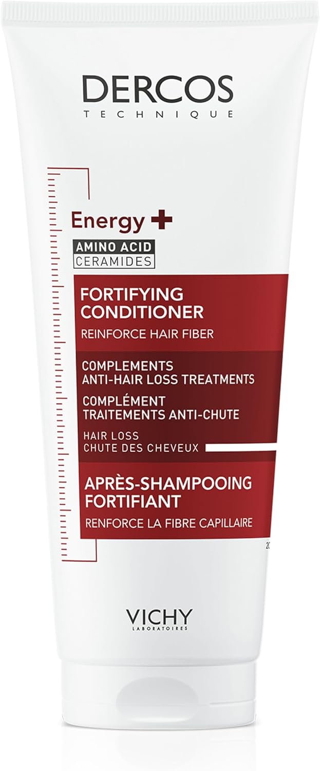 Vichy Dercos Energy+ Energising Fortifying Conditioner, Anti Hair Loss Treatment for Thinning and Brittle Hair, Enriched with Aminexil and Ceramides, 200ml