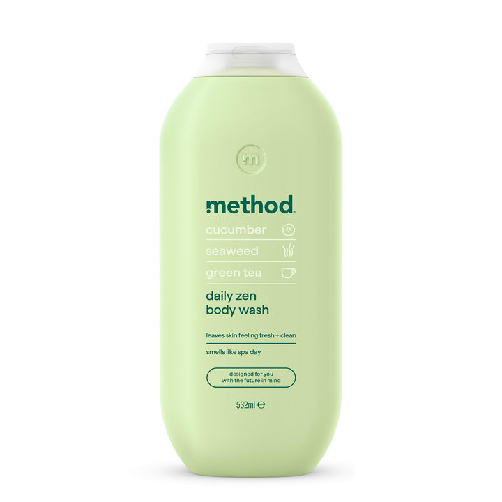 Method Body Wash, Daily Zen, Shower Gel, Vibrant Cucumber, Seaweed and Green Tea Scent, Pack of 1, 532ml Halalzen
