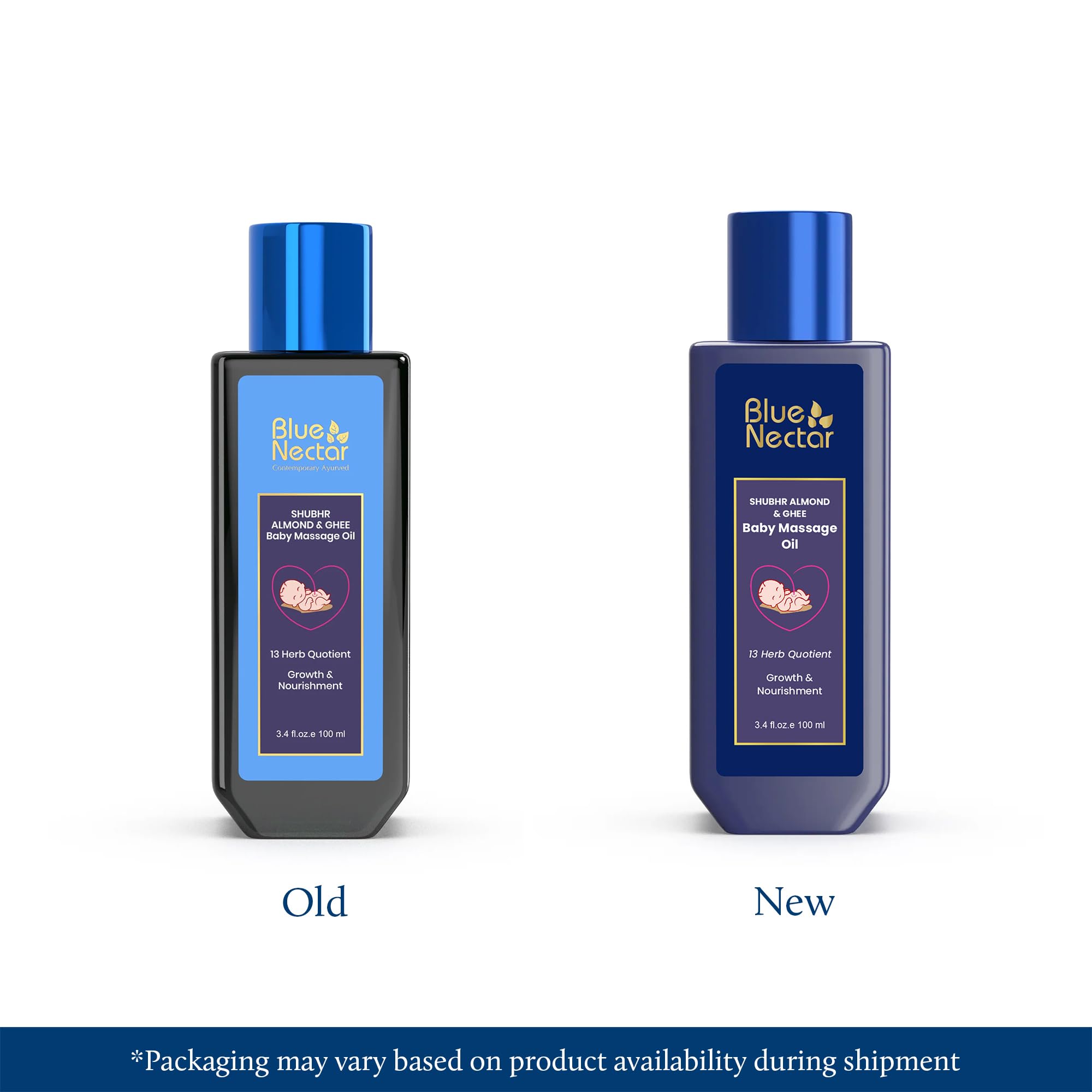Blue Nectar Baby Oil with Organic Ghee, 100% Natural Baby Massage Oil with Coconut Oil & Olive Oil (100ml) Halalzen
