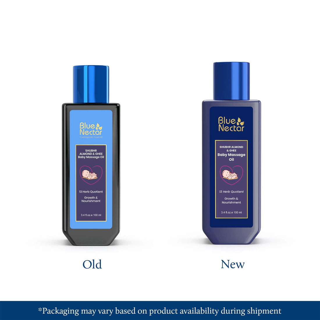 Blue Nectar Baby Oil with Organic Ghee, 100% Natural Baby Massage Oil with Coconut Oil & Olive Oil (100ml) Halalzen