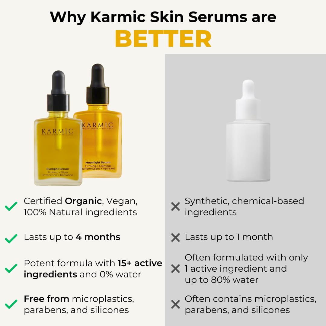 Karmic Skin Brightening Vitamin C Face Serum: With Saffron & Vit. E | Hydrate & Reveal Bright Glowing Skin | Correct Dark Spots | Treat Hyperpigmentation | Organic Facial Oil Skin Care | Women & Men