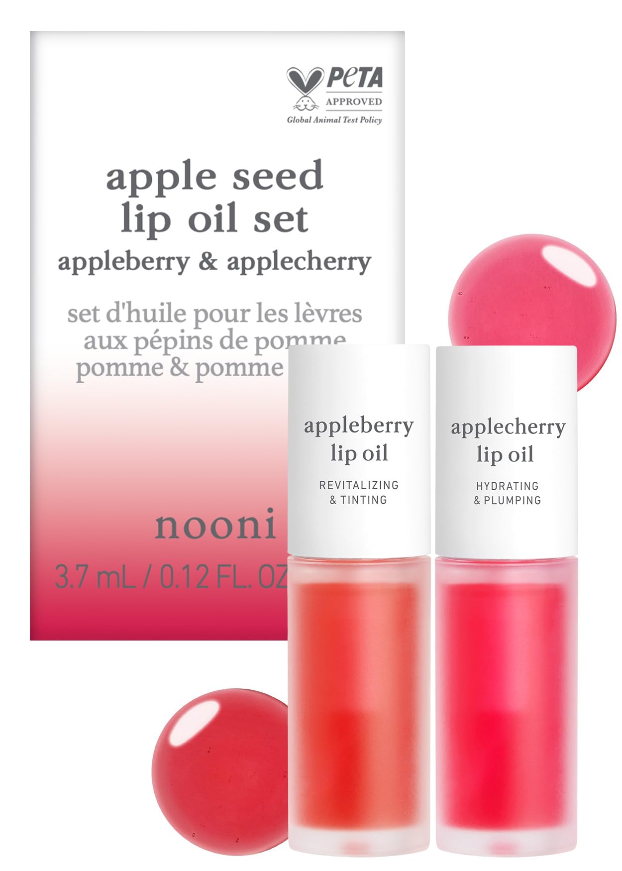 NOONI Korean Lip Oil - Applepeony | Long-Lasting, Moisturizing, Plumping, Revitalizing for Dry Lips, Waterproof, No Peel Off, Hydrating Lip Stain, Stocking Stuffers, Cute Stuff, 0.12 FL Oz Halalzen