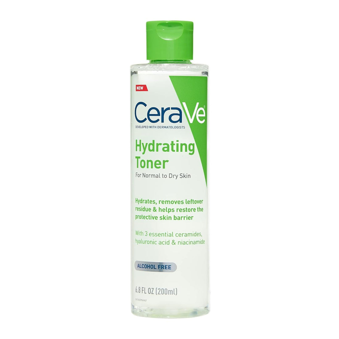 CeraVe Feuchtigkeitsspendender Toner für das Gesicht, alkoholfrei mit Hyaluronsäure, Niacinamid und Ceramiden für empfindliche, trockene Haut, parfümfrei, nicht komedogen, volle Größe, 200 ml
