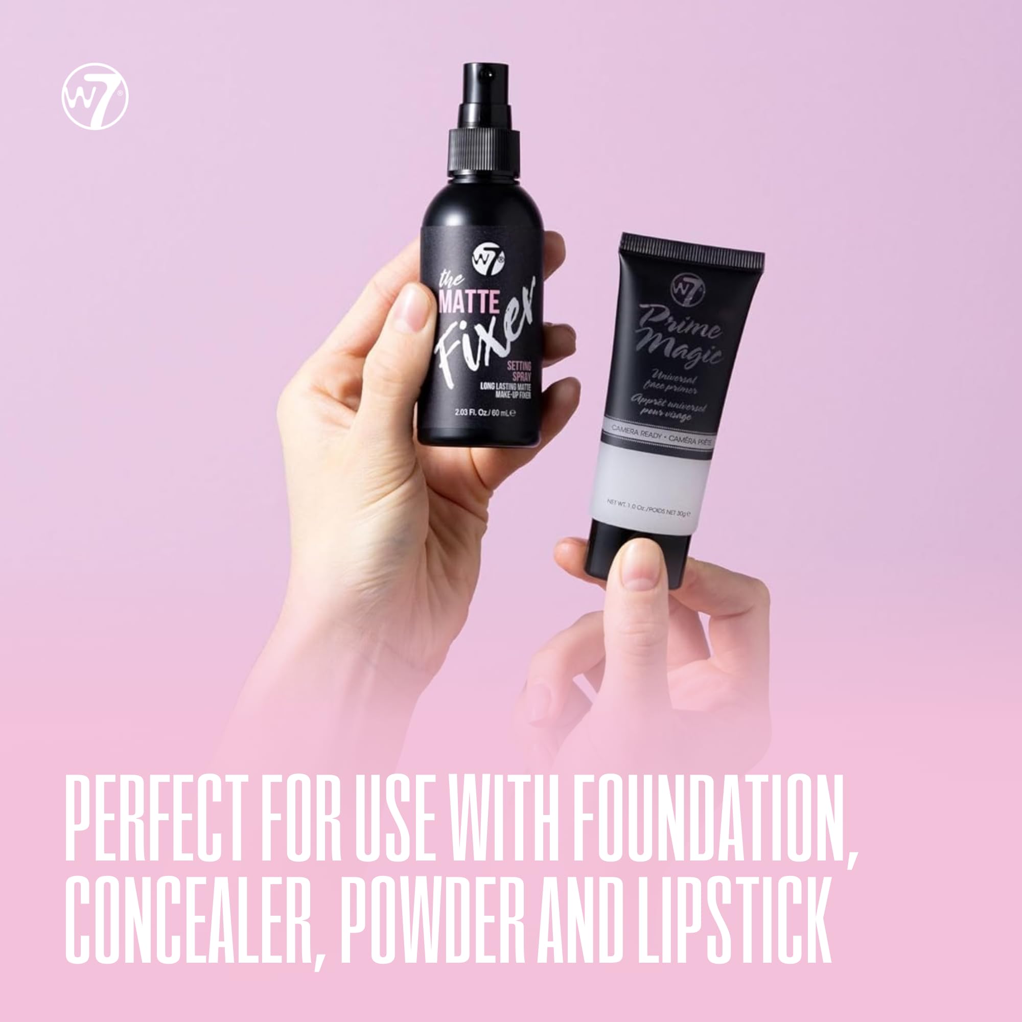 W7 Prime Magic & The Fixer Matte Set - Makeup Primer & Setting Spray Duo for a Smooth, Matte Finish - Pore Minimiser & Shine Control - Quick-Drying, Non-Sticky - Vegan & Cruelty-Free Halalzen
