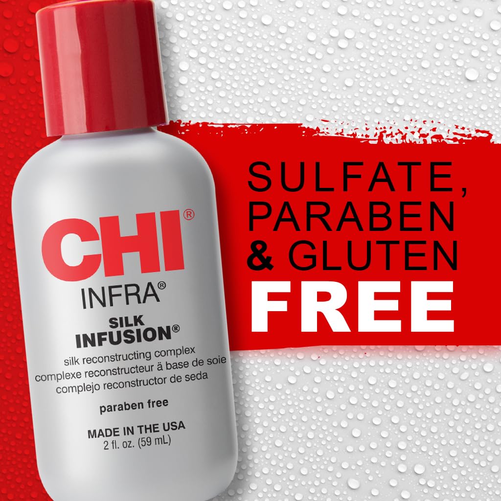 CHI Infra Silk Infusion, Silk Reconstructing Leave-In Hair Treatment for Creating Smooth, Shiny, Strong Hair, 2 Oz Halalzen