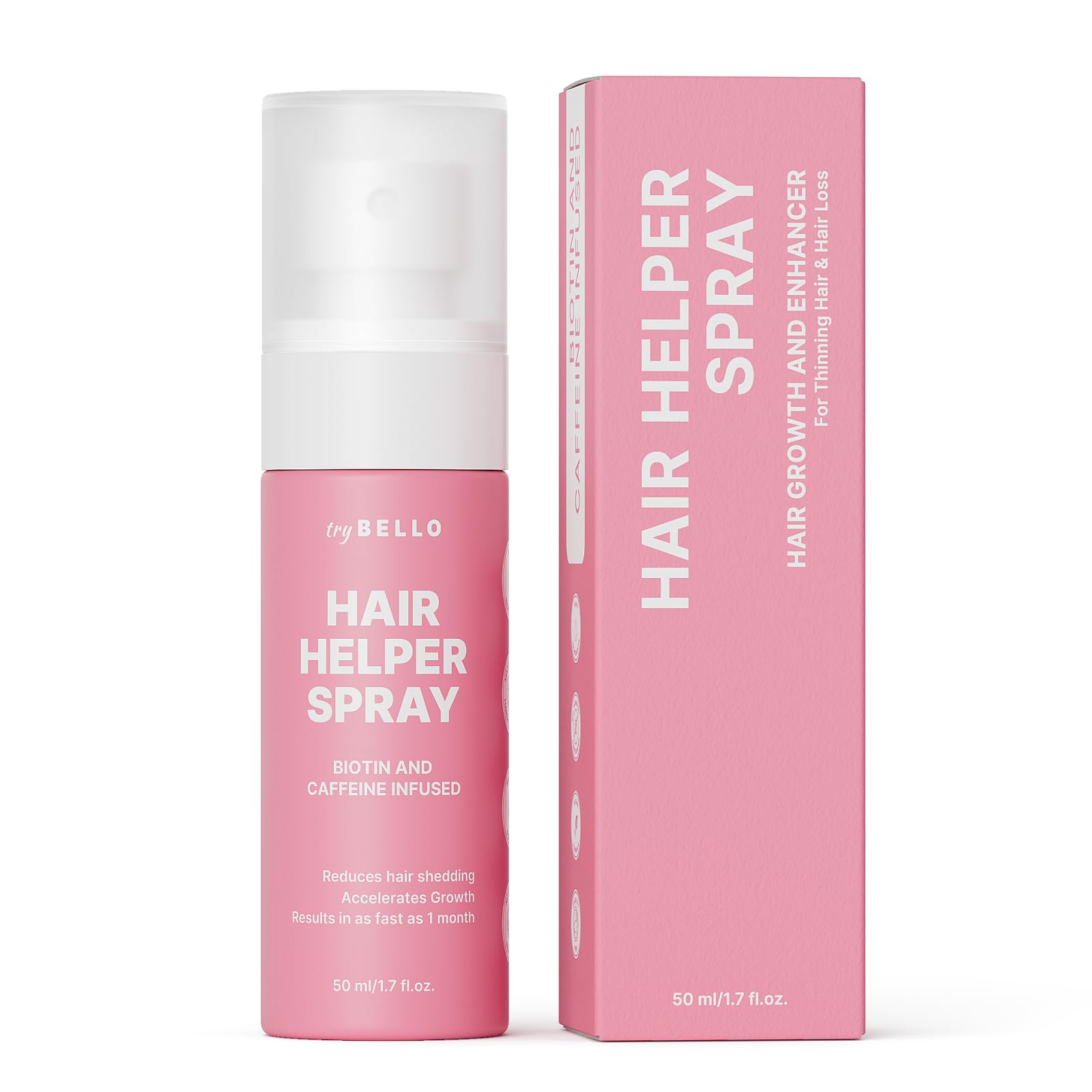 Spray Trybello Hair Helper | Sérum Bloqueur de DHT pour la Croissance des Cheveux avec Biotine, Huile de Ricin et Caféine | Usage Topique pour des Cheveux plus Épais et Volumineux | Anti-Chute, Formule Végétalienne et Sans Cruauté Animale