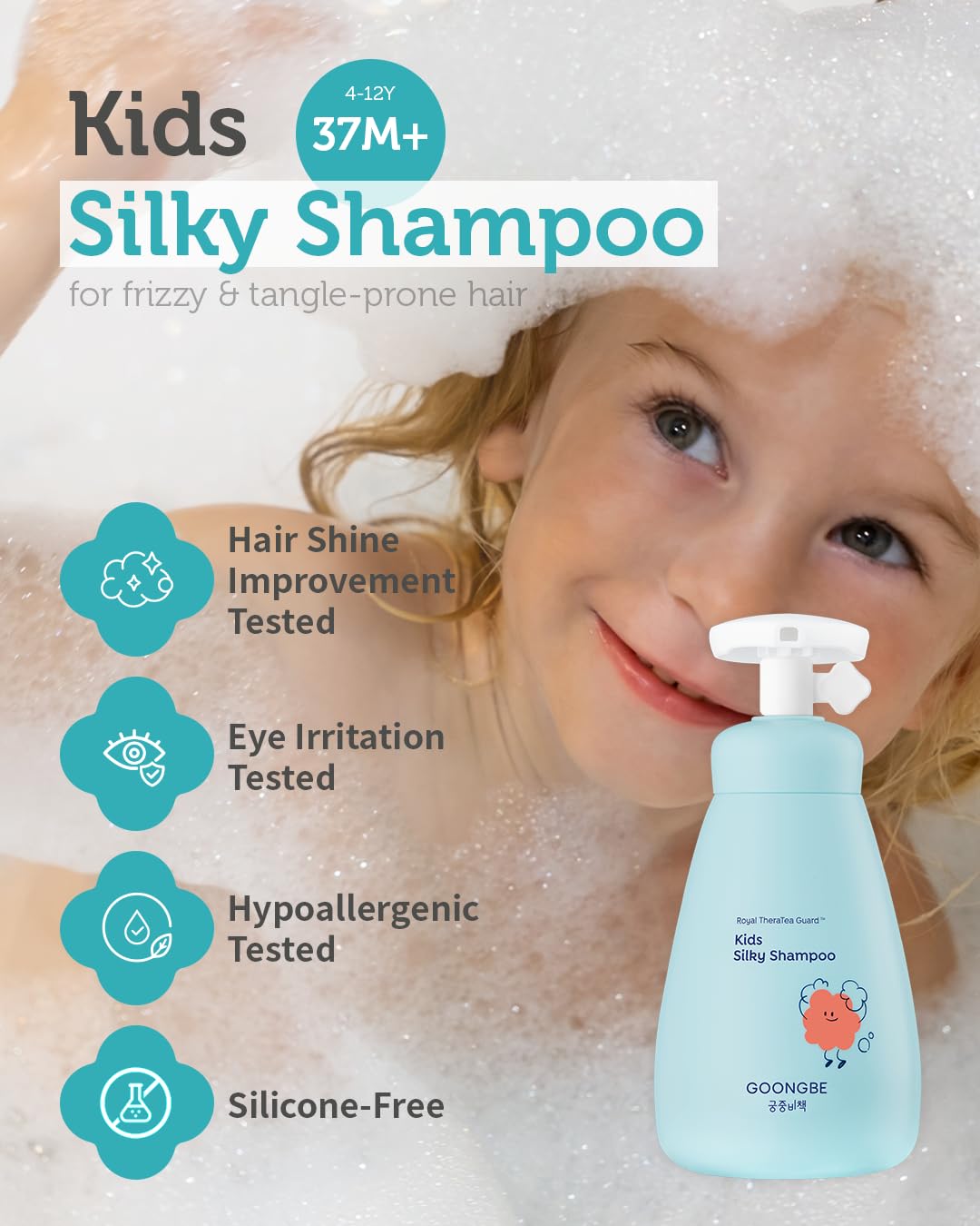 GOONGBE Kids Moisture Body Lotion – 24hr Hydrating Daily Moisturizer for Dry Sensitive Skin – Triple Lipid Complex (Ceramide, Squalane, Cica) – Fast-Absorb Non-Sticky, Allergen-Free 8.45oz