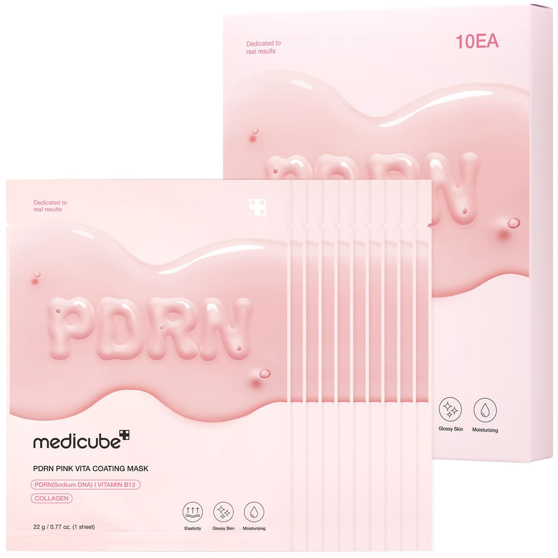 medicube Salmon DNA PDRN Pink Vita Coating Sheet Mask 10EA - Korean sheet mask for glass skin - Luxurious Home care Mask for Hydration, Firming, and Balanced Skin, Korean Skin Care (22g/0.77oz x 10ea) Halalzen