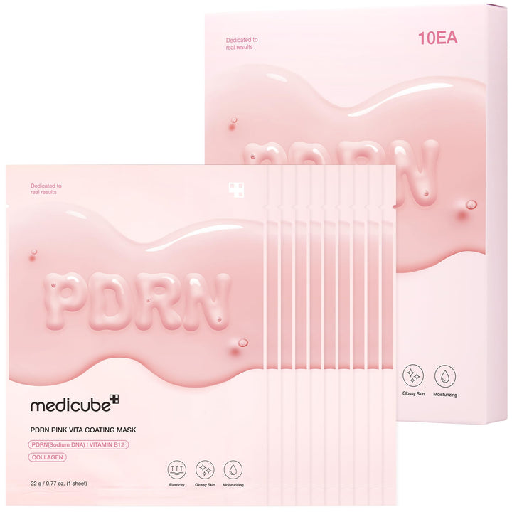 medicube Salmon DNA PDRN Pink Vita Coating Sheet Mask 10EA - Korean sheet mask for glass skin - Luxurious Home care Mask for Hydration, Firming, and Balanced Skin, Korean Skin Care (22g/0.77oz x 10ea) Halalzen