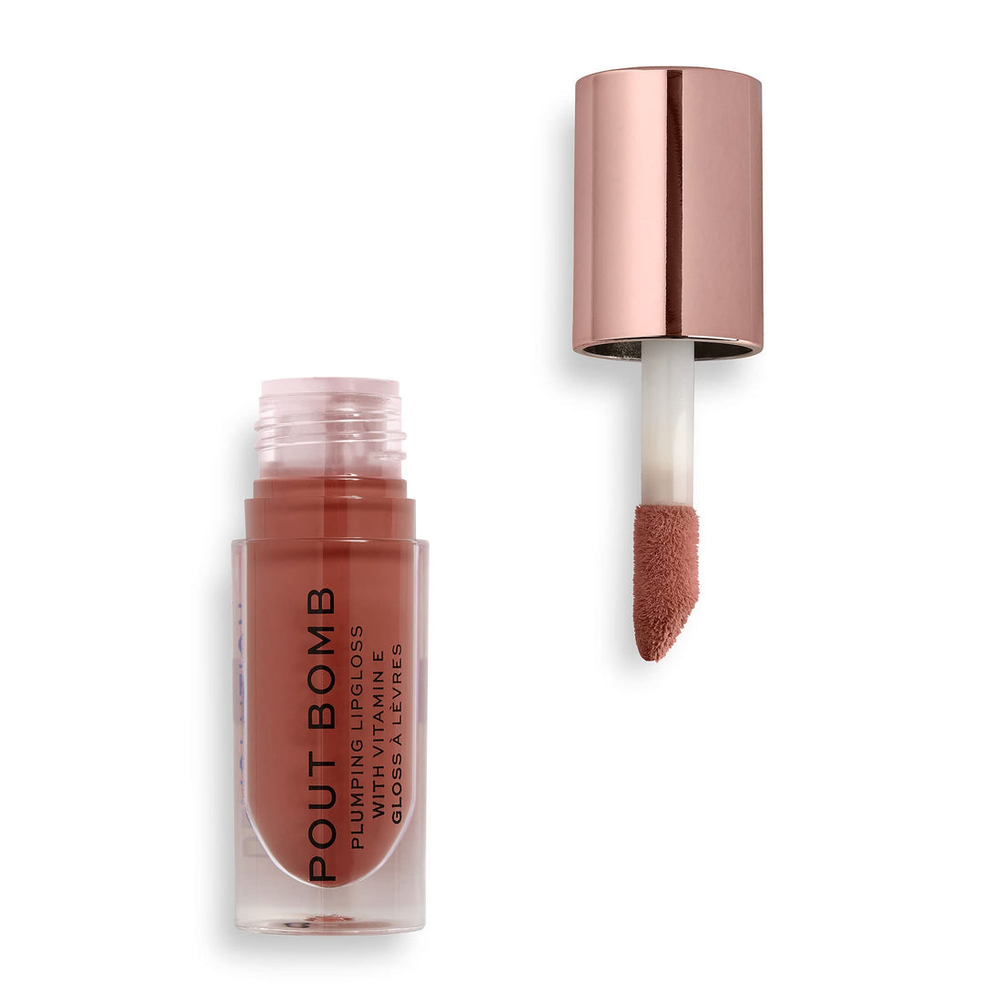 Revolution Beauty, Pout Bomb Plumping Lip Gloss, High-Shine for Glossy, Fuller & Plump Lips with Hyaluronic Acid & Peptides, Vegan & Cruelty-Free, Sheer Milky Nude Halalzen