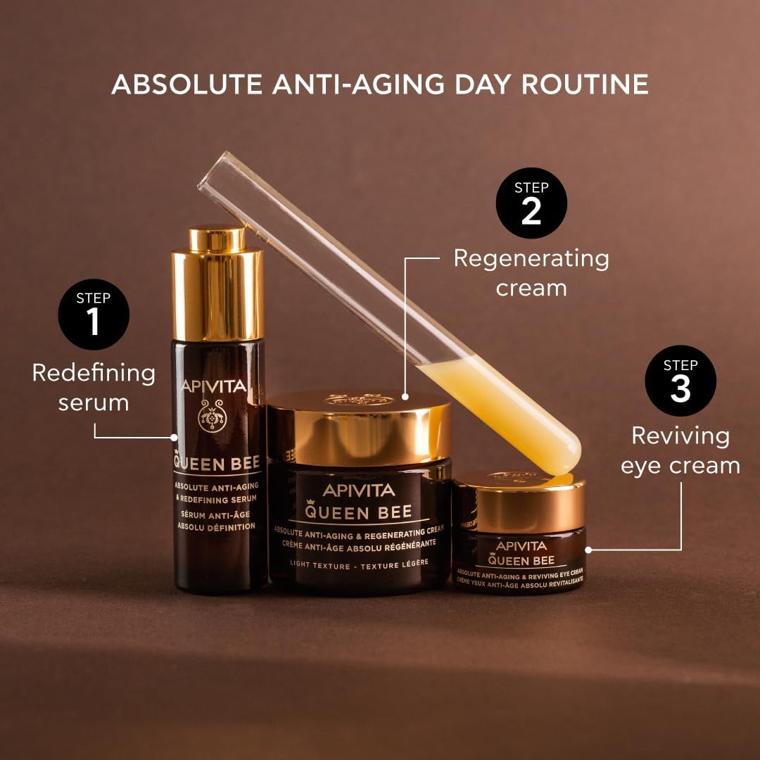 Apivita Queen Bee Absolute Anti-Aging & Redefining Serum 30ml - Facial Serum with Controlled-Release Royal Jelly, Propolis, Honey | Flash Lifting Effect, Wrinkles, Firmness, Lifted Facial Contour