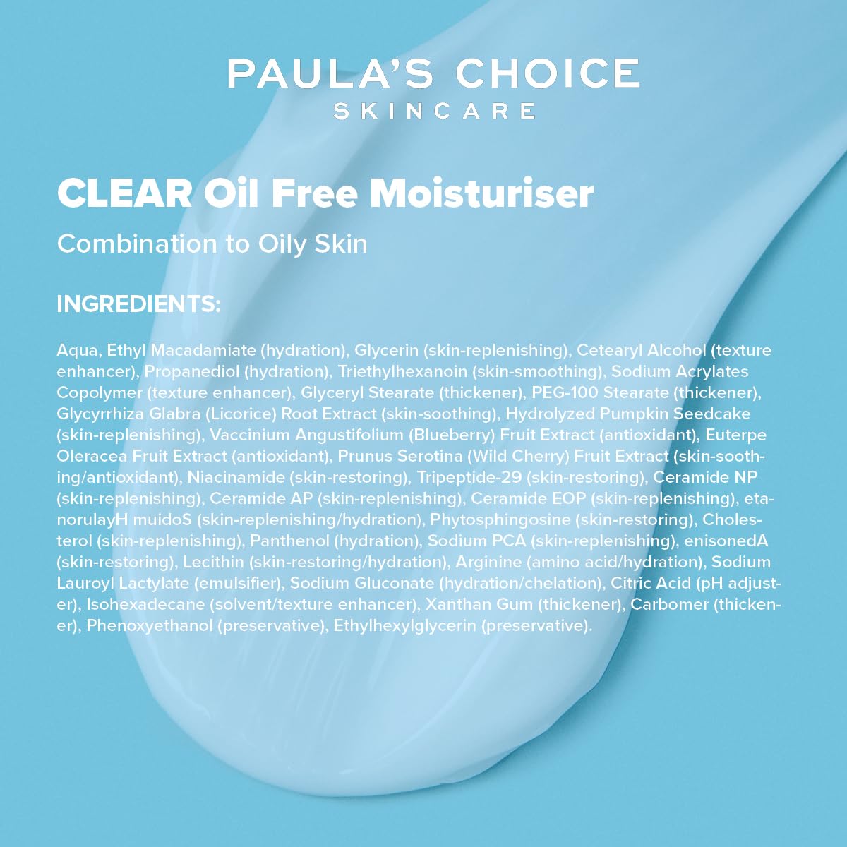 Paula's Choice CLEAR Oil Free Moisturiser - Lightweight Hydrating Night Cream - Reduces Blackheads & Enlarged Pores - Suitable for Acne Prone Skin - with Niacinamide - Combination to Oily - 60 ml