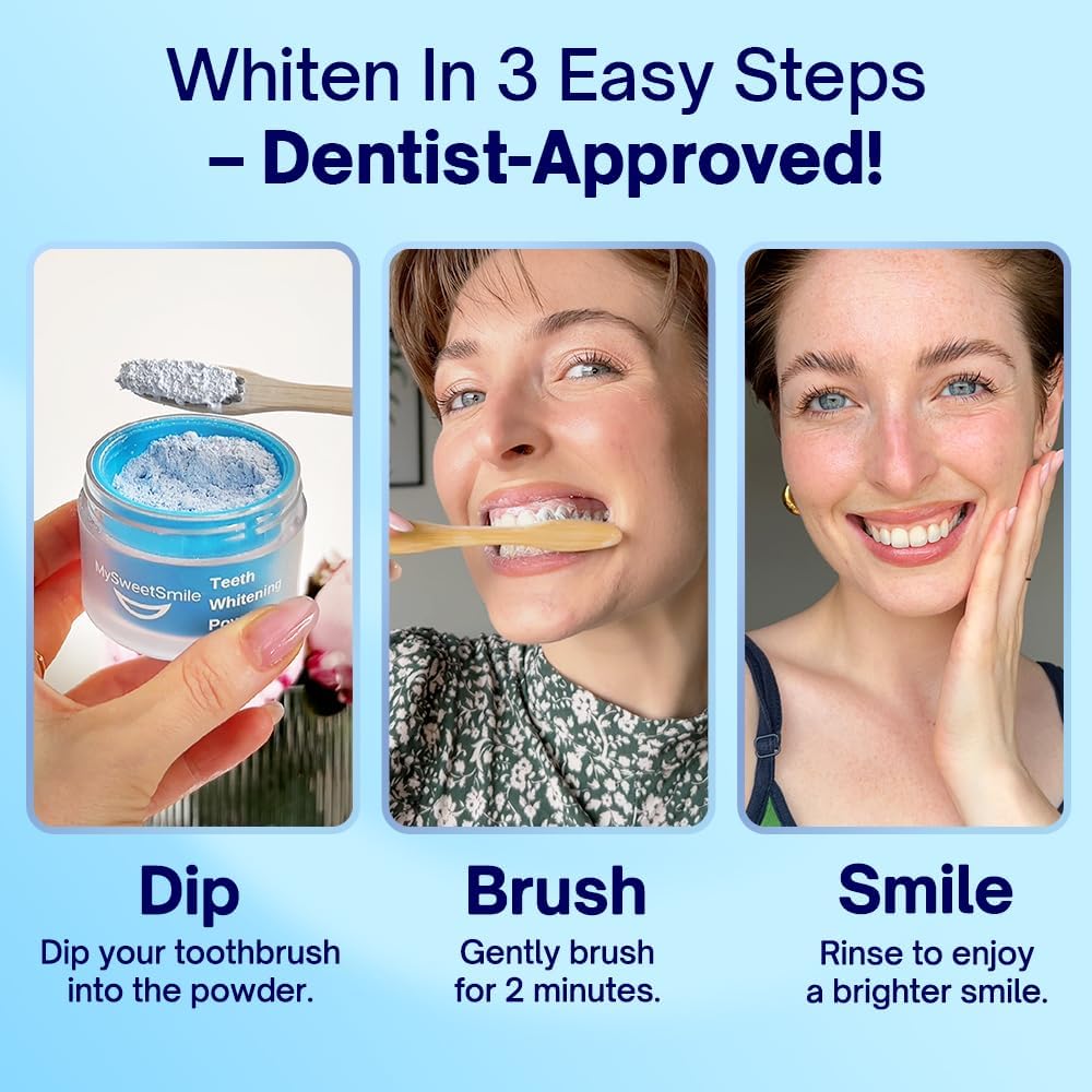 MySweetSmile Teeth Whitening Powder – 6 Month Supply – Removes Years of Coffee, Tea, Smoking & Ageing Stains – Dentist-Approved & Enamel-Safe – IndyBest Award-Winning Whitener – Fresh Mint Flavour