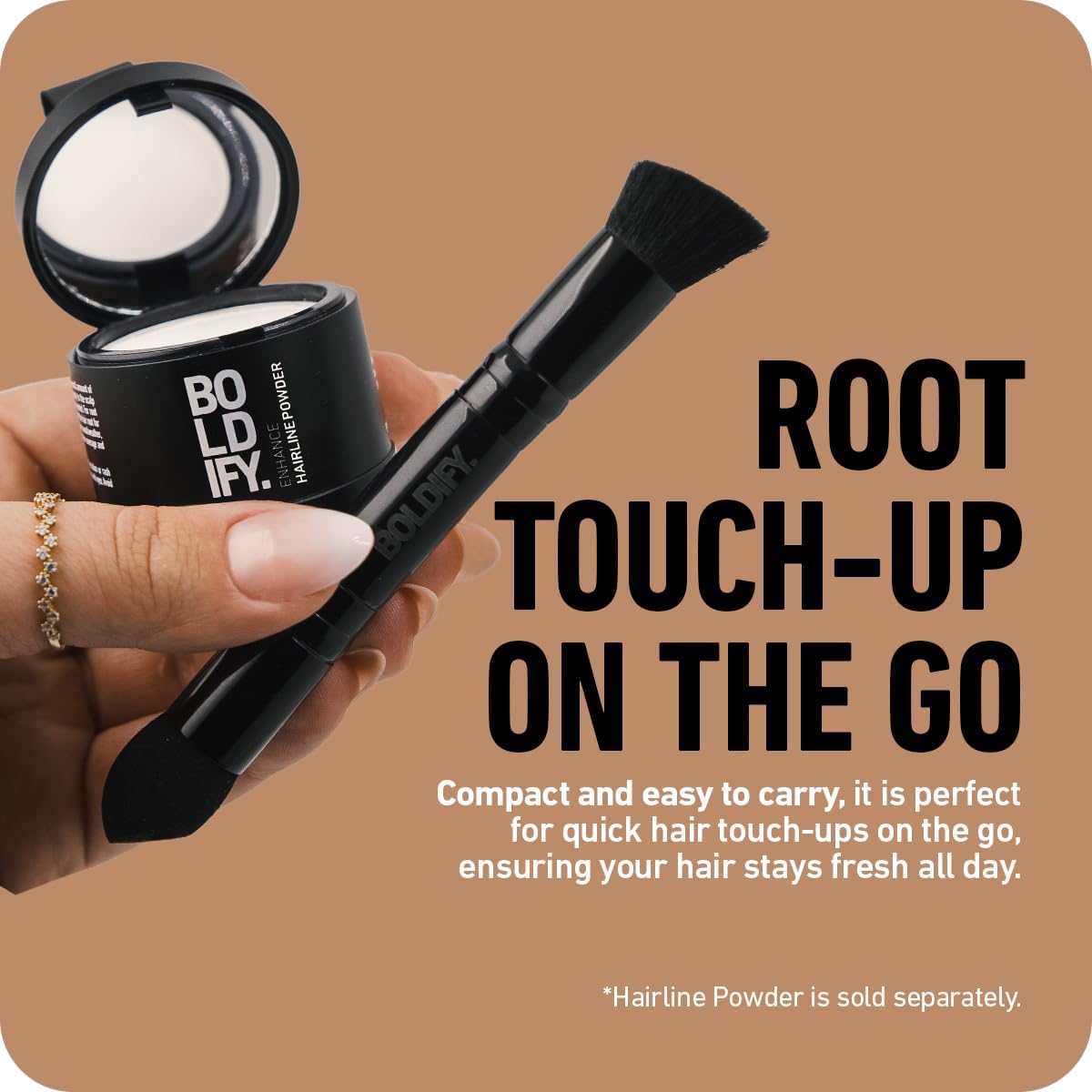 BOLDIFY Four Ended Hairline Powder Brush - Precision Hair Makeup Brush Set with Sponge Tip for Seamless Blending - Ideal as a Hair Concealer/Contour, Root Touch Up Halalzen