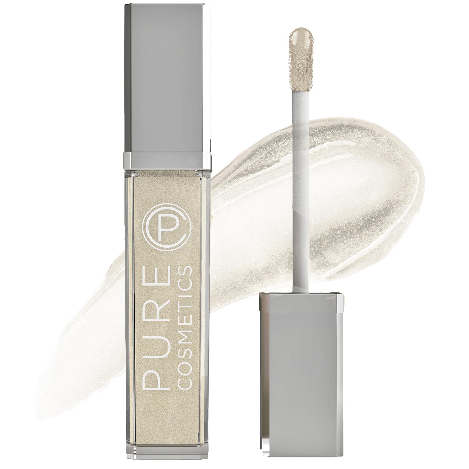 Pure Illumination Light-Up Lip Gloss with LED-Lit Applicator Brush + Side Mirror, Non-Sticky, Moisturizing Hydrating Lip Glosses with Lanolin, Jojoba Oil, & Vitamin E, Wine Berry