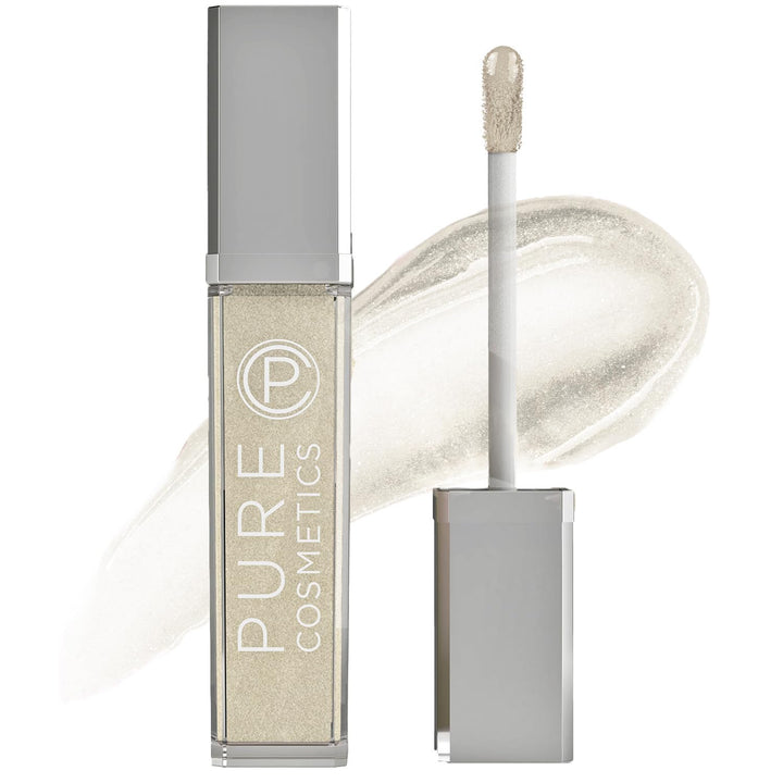 Pure Illumination Light-Up Lip Gloss with LED-Lit Applicator Brush + Side Mirror, Non-Sticky, Moisturizing Hydrating Lip Glosses with Lanolin, Jojoba Oil, & Vitamin E, Wine Berry
