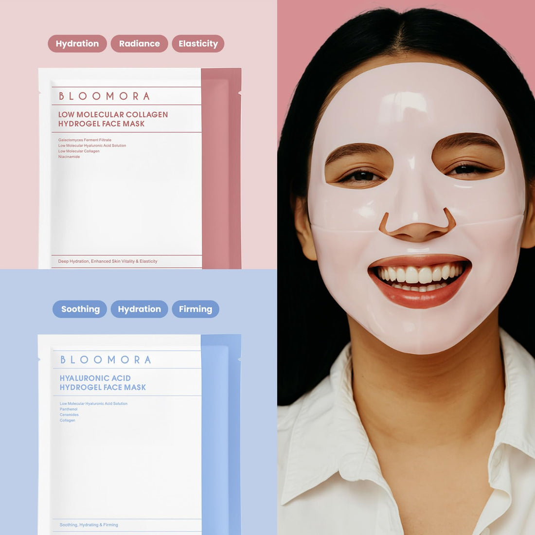 10 Pack Mixed Face Mask Set with Collagen – Hydrating Sheet Mask Skincare Set for Radiant, Fresh & Nourished Skin, Moisturising Facial Masks for Women & Men
