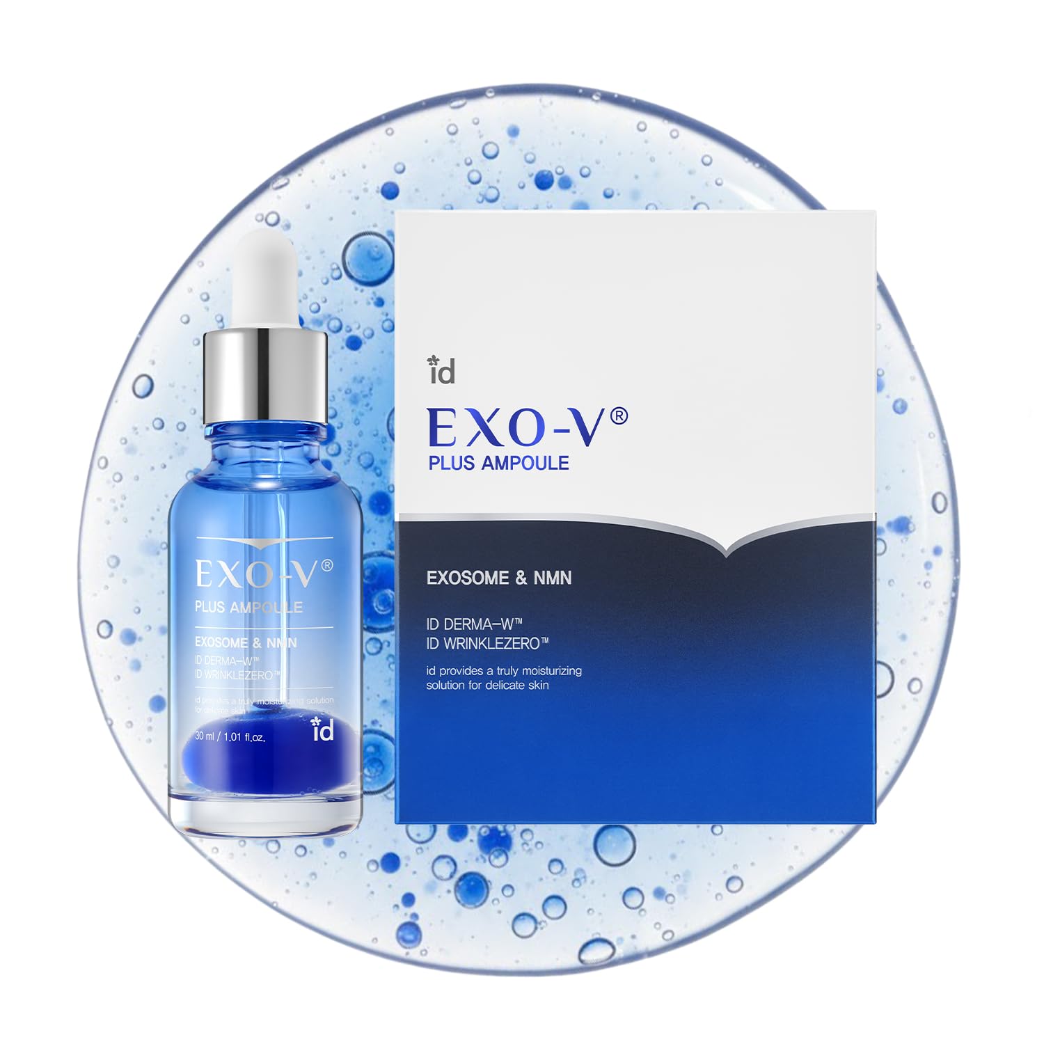 idplacosmetics EXO-V Plus Ampoule 1.01 fl.oz (30ml) – Korean Microneedling Serum for Smoother, Plumper Skin, 99.9% 100.4 nm Encapsulated Exosome + NMN, for Microneedle Roller (250µm) Halalzen