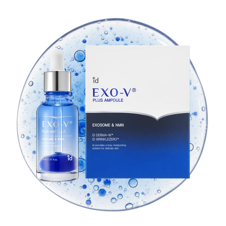 idplacosmetics EXO-V Plus Ampoule 1.01 fl.oz (30ml) – Korean Microneedling Serum for Smoother, Plumper Skin, 99.9% 100.4 nm Encapsulated Exosome + NMN, for Microneedle Roller (250µm) Halalzen