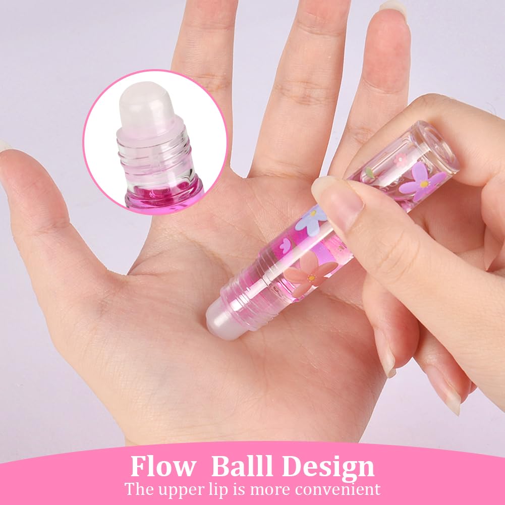 AOOWU 6 Pcs Hydrating Lip Oil Set, Fruit-Flavored Plumping Lip Oil, Long Lasting Lip Glow Balm Lip Care, Transparent Moisturizing No-Sticky Lip Gloss(Peaches,Orange,Avocado,Strawberry,Grape,Cherry)8ML
