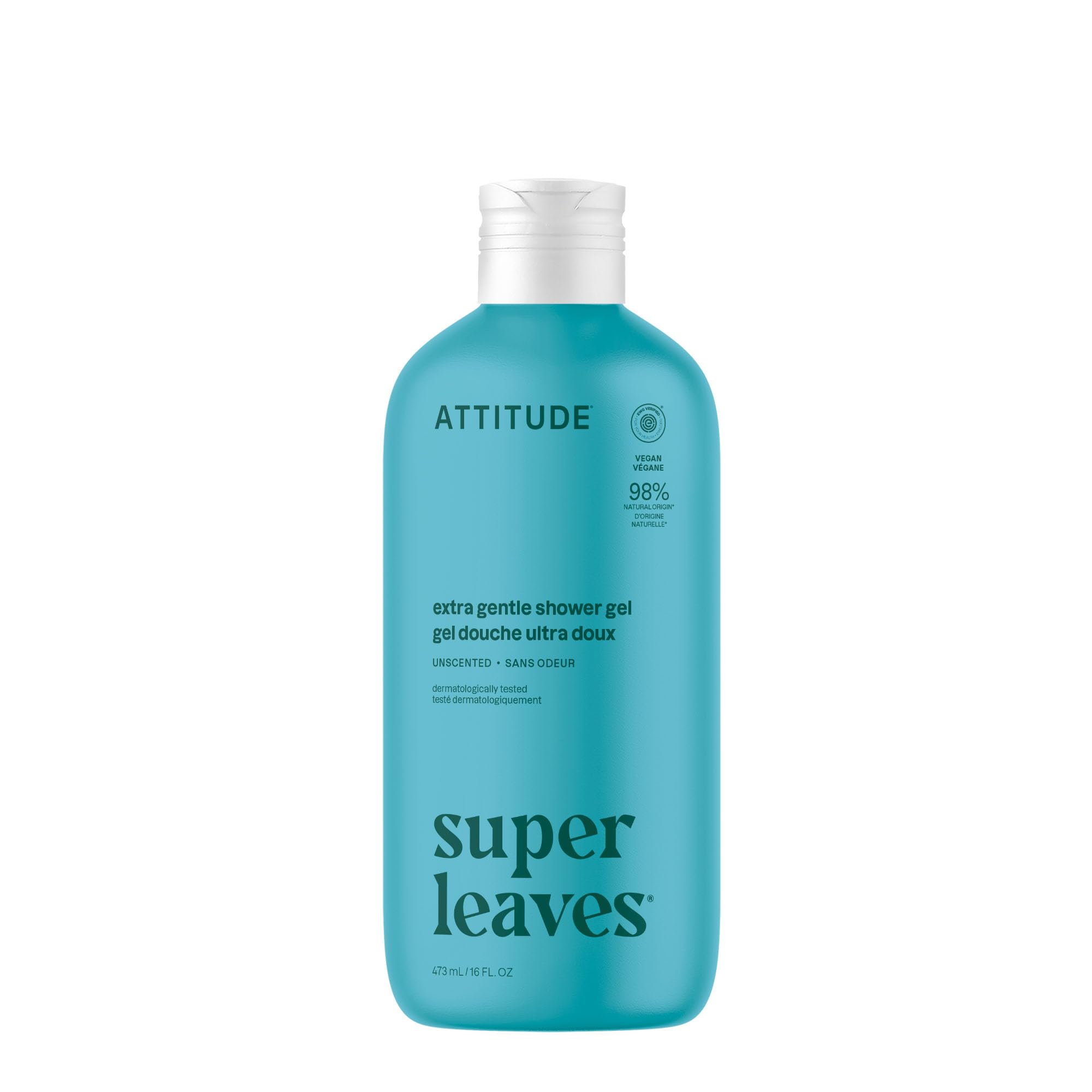 ATTITUDE Soothing Shower Gel, Dermatologically Tested, Plant and Mineral-Based, Vegan Personal Care Products, White Tea Leaves, 32 Fl Oz