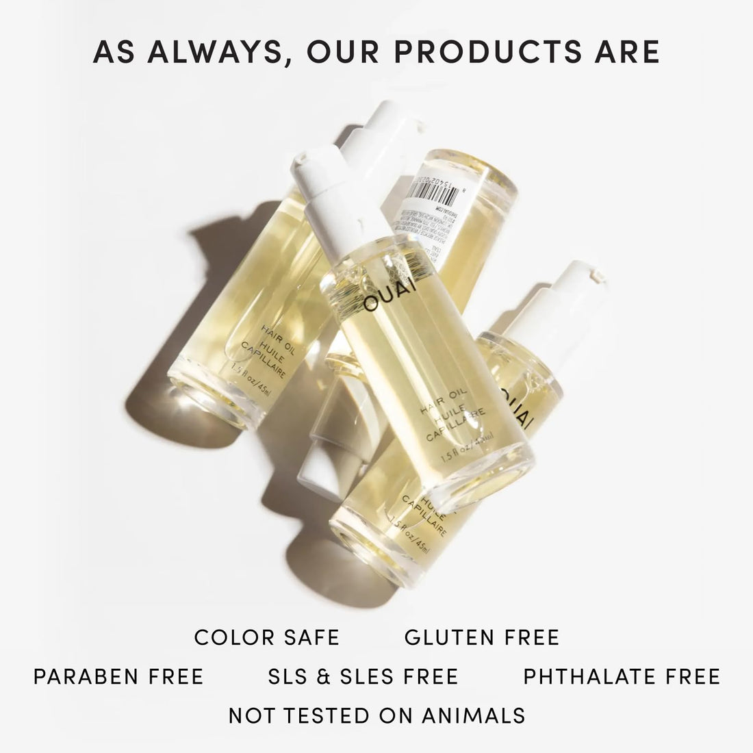 OUAI Hair Oil - Hair Heat Protectant Oil for Frizz Control - Adds Hair Shine and Smooths Split Ends - Color Safe Formula - Paraben, Phthalate and Sulfate Free - 45ml