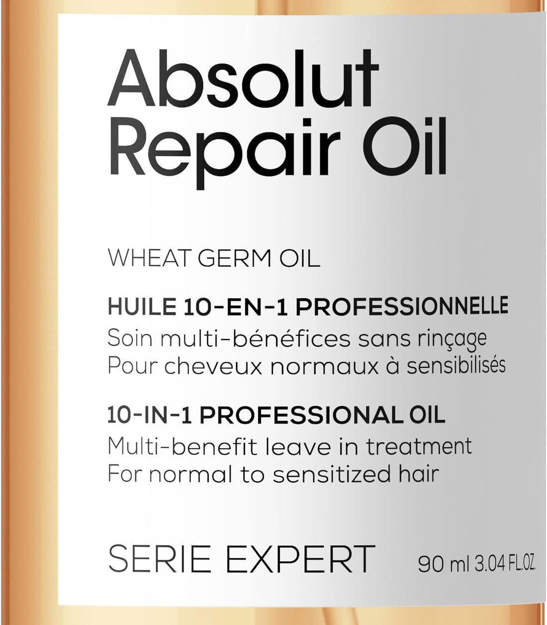 L’Oréal Professionnel Absolut Repair 10-in-1 Leave-in Oil, With Protein And Gold Quinoa for Dry And Damaged Hair, Serie Expert, 90 ml