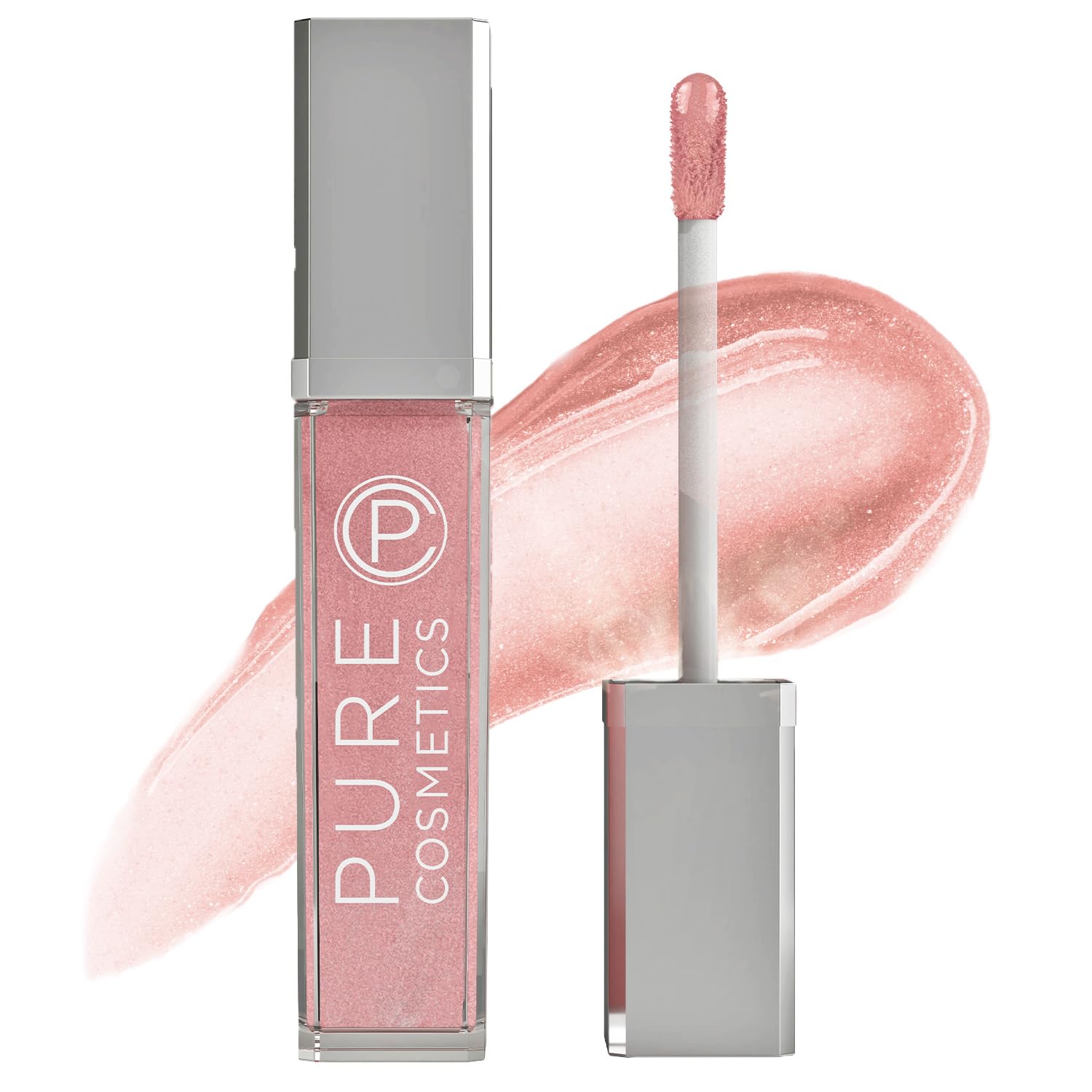 Pure Illumination Light-Up Lip Gloss with LED-Lit Applicator Brush + Side Mirror, Non-Sticky, Moisturizing Hydrating Lip Glosses with Lanolin, Jojoba Oil, & Vitamin E, Wine Berry