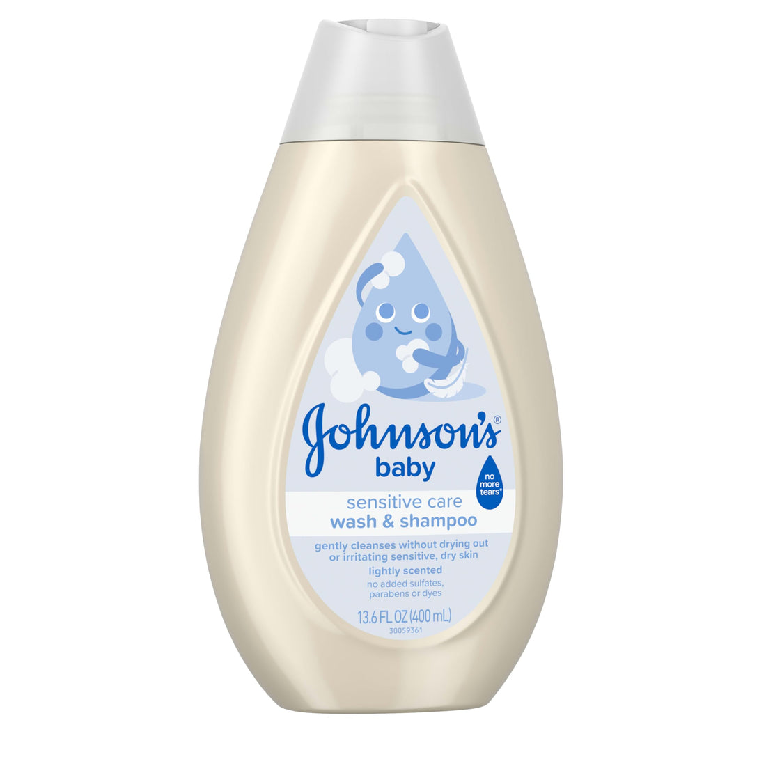Johnson's Sensitive Care Baby Wash & Shampoo, Daily Moisturizing 2-in-1 Baby Wash & Shampoo to Gently Cleanse Without Drying Out Sensitive Skin, Light Scent, Hypoallergenic, 13.6 fl. oz Halalzen