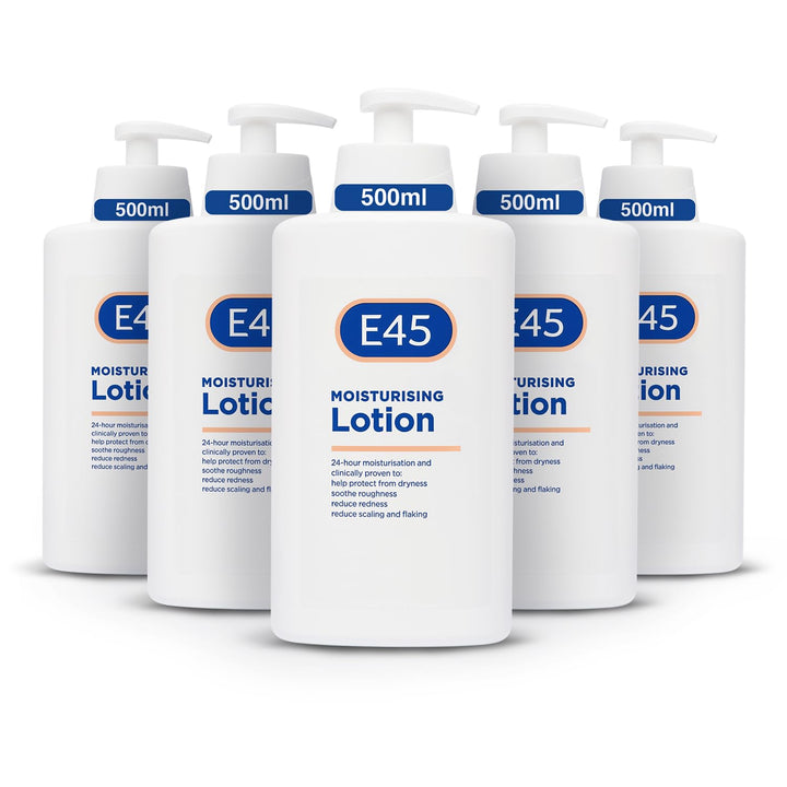 E45 Moisturising Lotion 500 ml for Dry & Sensitive Skin - Long-Lasting Hydration Protect from Dryness, Reduce Redness - Dermatological Body Moisturiser Lotion - Body Lotion - Daily Moisturiser