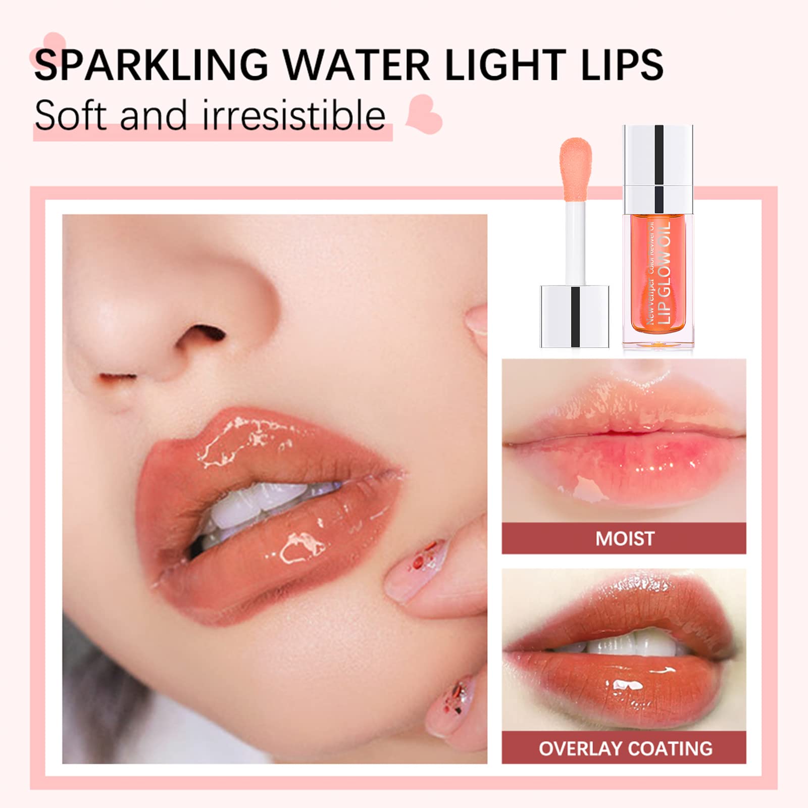 3PCS Hydrating Lip Glow Oil Long Lasting Plumping Lip Gloss Transparent Toot Lip Balm Moisturizing Lip Oil Repairing Lip Lines and Prevents Dry Cracked for Lip Care and Dry Lips 1#+2#+3#