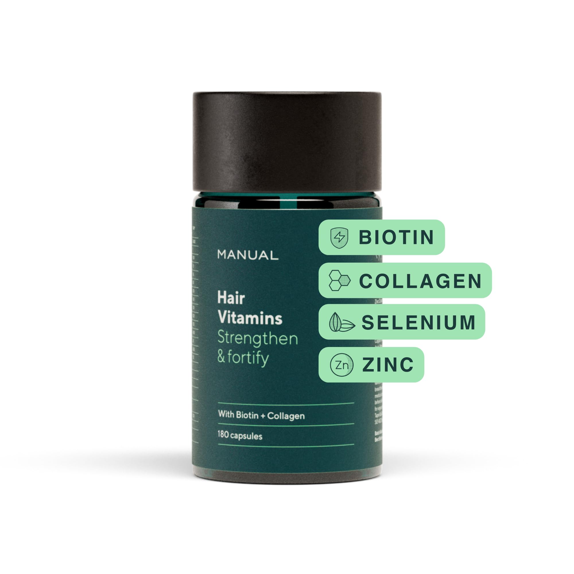 Manual Biotin & Collagen Hair Growth Vitamins (30 Capsules) – Supports Thicker, Healthier Hair – with Essential Nutrients for Hair Loss & Thinning – Take 1 Daily – 1 Month Supply