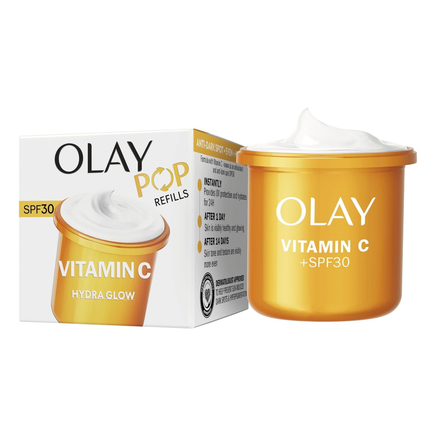 Olay Vitamin C Serum for Face, Skincare with AHA and Niacinamide at 99 Percent Purity, Brightening Skin Care with 3 Actions: Anti Dark Spot Action, Evens, Hydrates, Non Greasy, Non Sticky, 40ml