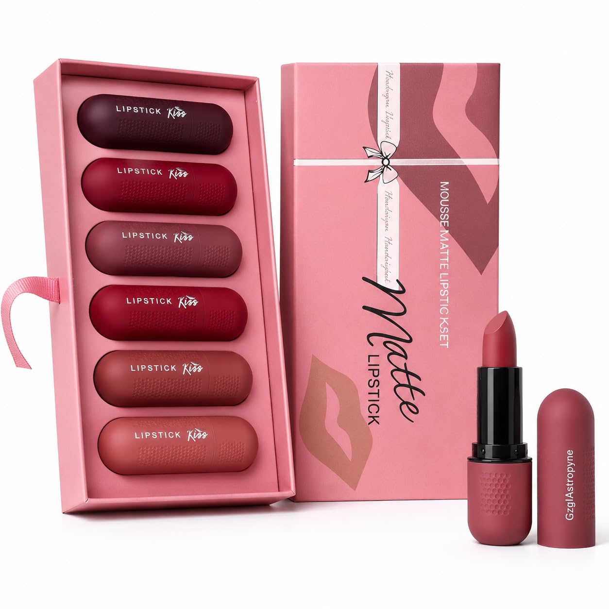 6Pcs Red Velvet Matte Lipstick Set, High Pigmented Long-Lasting Waterproof Lip Stick Lip, Sheer tint, Shine & Glowy Finish,Stain Makeup Gift Sets Halalzen